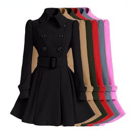 Women's Trench Coats SXXL Fashion Classic Winter Thick Coat Europe Belt Buckle Trench Coats Double Breasted Outerwear Casual Ladies Dress Coats 230822