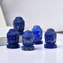 Decorative Figurines 4cm Lapis Lazuli Buddha Head Ornament Crystals Home Decoration Room Decor Aquarium Crystal Witchcraft Natural And