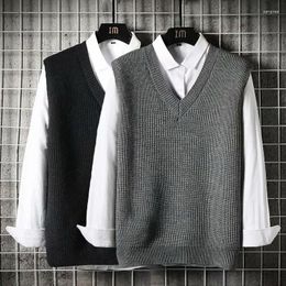 Men's Vests High Quality Sweater Autumn Fashion Men Vest Korean Business Knitted Waistcoat Oversize B241