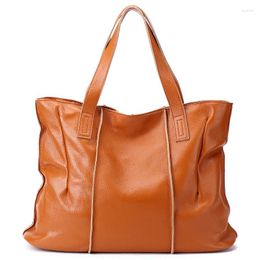 Evening Bags Genuine Leather Women Tote Bag With Zipper Vintage Soft The Purses And Handbags