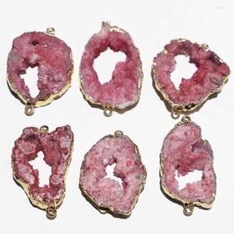 Pendant Necklaces Sell Natural Stone Slice Mei Red Agate Irregular Double Hole Connector Jewellery Making Necklace Bracelet Accessories 5Pcs