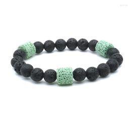 Strand Chromatic Cylinder Stone Lava Bead Tibetan Buddha Diffuser Bracelets Men Jewelry Gift Yoga Drop