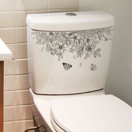 Wall Stickers Plain Flower Butterfly Sticker Bathroom Accessories Decor Cabinet Room Home Decoration Decals Toilet Self Adhesive Mural 230822