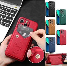 Luxury Retro Folio Vogue Phone Case for iPhone 14 13 12 11 Pro Max XR Samsung Galaxy S23 Ultra S22 Plus Durable Card Slot Leather Wallet Kickstand Car Mount Back Cover