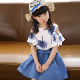 Clothing Sets Girls Clothes Sets Children Clothing Summer Fashion Students T-Shirt Dress 2Pcs Suit Baby Kids Clothes 7 8 10 12 Years