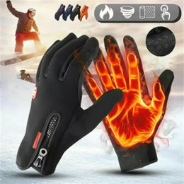 Five Fingers Gloves Screen Motorbike Racing Riding Winter Motorcycle Thermal Fleece Lined Waterproof Heated Guantes 230823