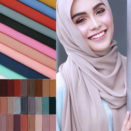 Hidżabs kobiety zwykły bąbelek szyfonowy szalik hidżab prypera solidne kolory szale opaski na głowę hidżabs szaliki 56 kolorów 230823