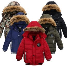 Jackets Outdoor Jacket For Children Winter Hooded Warm Windbreaker Casual Baby Boys Velvet Thick Coats Kids Clothing Fur Collar Parka 230822