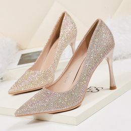 Stiletto High 845 Sexy Dress Pointed Toe Heels Pumps Women Party Wedding Shoes Scarpe Donna 230822 363