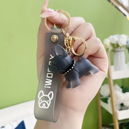 Keychains Lanyards Classic French Punk Bulldog Keychain Men Car Tassel Key Ring Holder Pitbull Pendant Bag Llaveros Mujer Jewelry Accessories 230823