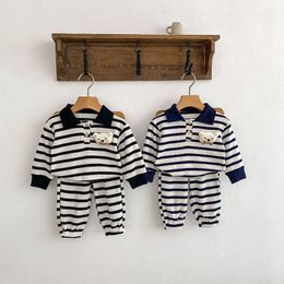 Clothing Sets MILANCEL 2023 Autumn Fashion Long Sleeve Clothes For Boys And Girls Sports Striped 2 Pieces Outfit 230823