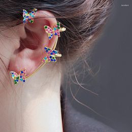 Backs Earrings Shiny Colour Zircon Butterfly Ear Clips Women Without Piercing Cuff Clip Female Wedding Party Jewellery Gifts