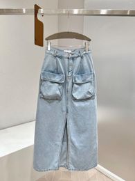 Skirts Denim Skirt For Summer Double Pocket Design Comfortable Fabric