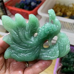 Decorative Figurines Nartural Green Aventurine Peacock Crystal Carving Healing Polished Mineral Feng Shui Ornaments Home Decoration 1pcs