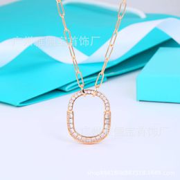 Pendant Necklaces Designer Tiffanity Bracelet New t Home Lock Series Lock Necklace Plated with 18k Gold Tee Home Inlaid Diamonds Medium Size Lock Collar Chain H79L