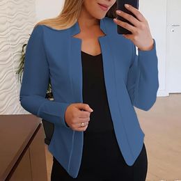 Women's Suits Chic Jacket Blazer No Button Autumn Elegant Women Open Front Casual Thick