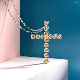 Chains 2023 Cross Necklace Female 925 Sterling Silver Chain High Carbon Diamond Heart-shaped 55 Noble Elegant And Shiny