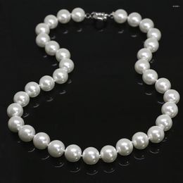 Chains Fashion White Round Shell Simulated-pearl Beads Women Chain Necklace 8 10 12 14mm High Quality Jewellery Making 18inch B1478