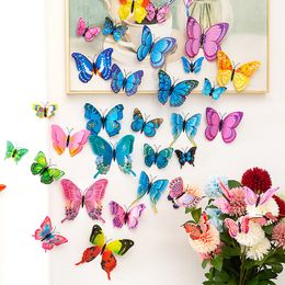 Wall Stickers Butterfly Decor Living Room Removable Multicolor Plastic 3D Butterflies Refrigerator Sticker For Home Decoration 230822