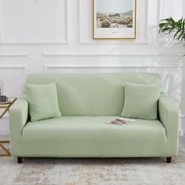 Chair Covers Armchair Protection Sofa Cover For Living Room Single Lover 3 4 Seater Light Green Solid Colour Elastic Spandex Couch