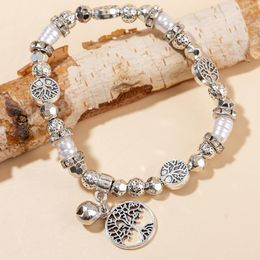 Charm Bracelets Fashion Tree Of Life Bell Alloy Charms For Women Silver Colour Beaded Bracelet Jewellery Gift