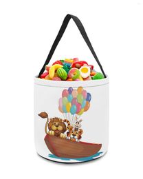 Storage Bags Cartoon Animal Ship Balloon Lion Tiger Decor Toys Basket Candy Bag Gifts For Kids Tote Cloth Party Favor