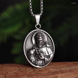 Pendant Necklaces Stainless Steel Relief Statue Jesus Vintage Christian Amulet Necklace For Men And Women Catholic Jewellery