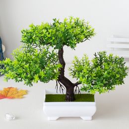 Faux Floral Greenery Artificial Plant Bonsai Plastic Small Tree Pot Fake Flower Potted Ornaments for Home Room Table Garden el Decoration 230822