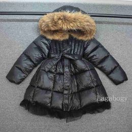 Down Coat Baby Girls Jacket Winter Long Cotton Padded Parka Dress Toddler Shinny Hooded Down Coat Christmas Costumes For Snowsuit TZ346 J230823