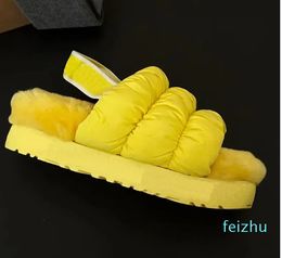 Designer Women pure Colour Wool Slides slippers ure Fluffy Furry Warm Sandals ladys Autumn Winter outerdoor Muffin bottom slipper men shoes