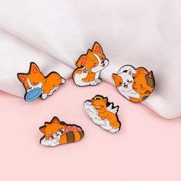 Brooches Pin for Women Men Funny Badge and Pins for Dress Cloths Bags Decor Cute Cartoon Animal Dog Cat Enamel Metal Jewellery Gift for Friends Wholesale