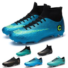 Safety Shoes Men Soccer Adult Kids FG High Ankle Football Boots Cleats Grass Training Sport Footwear Long Spikes Outdoor 230822