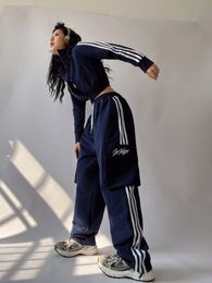 Women s Pants s Y2K Vintage Striped Joggers Sweatpant Hip Hop Wide Leg Track Korean Style Oversize Streetwear Baggy Sports Trousers 230822