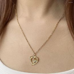 Pendant Necklaces Boho Enamel Heart Goth Sun Moon Necklace For Women Stainless Steel Chain Commuting Jewelry Gold Color Choke Fashion