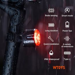 Bike Lights Taillight Bicycle Rear Light Smart Tail Auto Brake Sensing LED Typec Charging Waterproof IP66 Cycling 230823