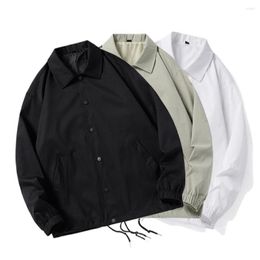 Men's Jackets American Turn-down Collar Coat Men Autumn Harajuku High Street Solid Jacket Unisex Oversized Hip Hop Casual Baseball Uniform