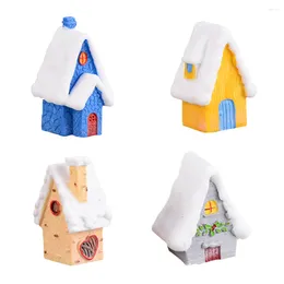 Garden Decorations Christmas Miniature Figurines Snow Village 4pcs Decorative Resin Ornament Figure For Aquarium Decor