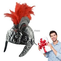 Plastic Helmet Hat Masquerade Cosplay Party Decor Mediaeval Ancient Roman Vintage Helmet Stylish Feather Lion HKD230823