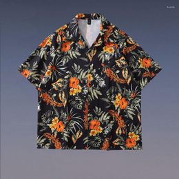 Men's Casual Shirts 2023 Hawaiian Shirt Men Retro Floral Printed Streetwear Lapel Short Sleeve Vacation Loose Stylish Summer