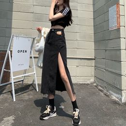 Skirts Y2k Skirt Woman Denim Skirts Jupe Women Jeans High Waist Calf Length Blue Black Summer Clothes Streetwear Dropship 230822