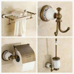 Bath Accessory Set Wall Mounted Copper Bathroom Accessories Nichel Brushed Towel Rack Shelf With Bar Holder Tooth Cup Hardware