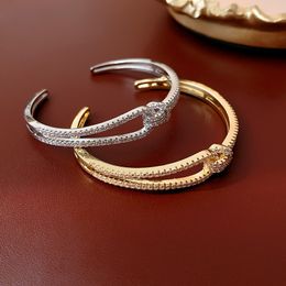 Top Designer Bracelet Bangle Gold Braclet Zircon Spliced Double Layer Metal Open Bracelet