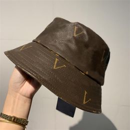 Designer Bucket Hat For Men Womens Luxury Casquette Leather Boater Hats Outdoor Wide Brim Sunhats Unisex Casual Caps Brown Cap Bal189t