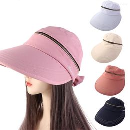 Wide Brim Hats Female Visor Hat Empty Top Big Bowknot Cycilng Travel Removable Sun Women Cap Bucket Fisherman