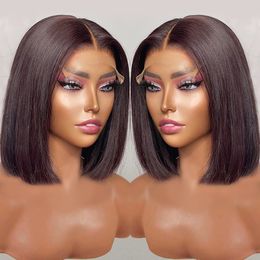 Short Bob Wig Straight 13x1 Frontal Human Hair Wigs for Black Women Pre Plucked Transparent Lace Frontal Wig Brazilian Lace Wigs