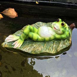 Garden Decorations Ornaments Outdoor Landscaping Floating Water Frog Resin Animal Sculptures Decoration