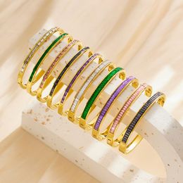 Bangle Stainless Steel Colorful Crystal Zircon Inlaid Bracelet Luxury Fashion Wedding Jewelry For Women Girl Valentine Day Gift