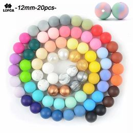 Teethers Toys LOFCA 12mm 20pcs Silicone Beads Tie Dye Food Grade Teething DIY BPA Free Jewellery Baby Teether Toy Pacifier Chain 230822