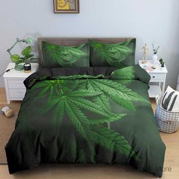 Bedding sets Green Nature Leaves Luxury Bedding Set 2/3Pcs Duvet Cover Set Single Double Size Quilt Cover R230823