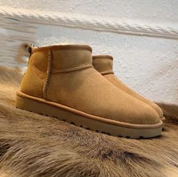 2024 australia designer mini snow boots for women booties ug winter boot australie scuffs wool shoes sheepskin fur men size 11 12 eu 43